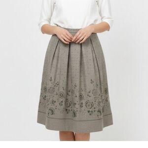 Vintage Lady Austria Wool Alpine trachten Folk Midi Bavarian A Line Skirt
